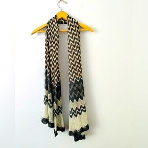 Charming Charlie Multicolor Chevron Pattern Metallic Scarf Zig Zag Light Scarf